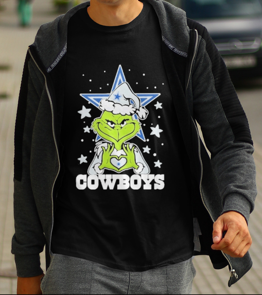 Dallas Cowboys Grinch Love Hands Christmas Star 2026 Football T-Shirt