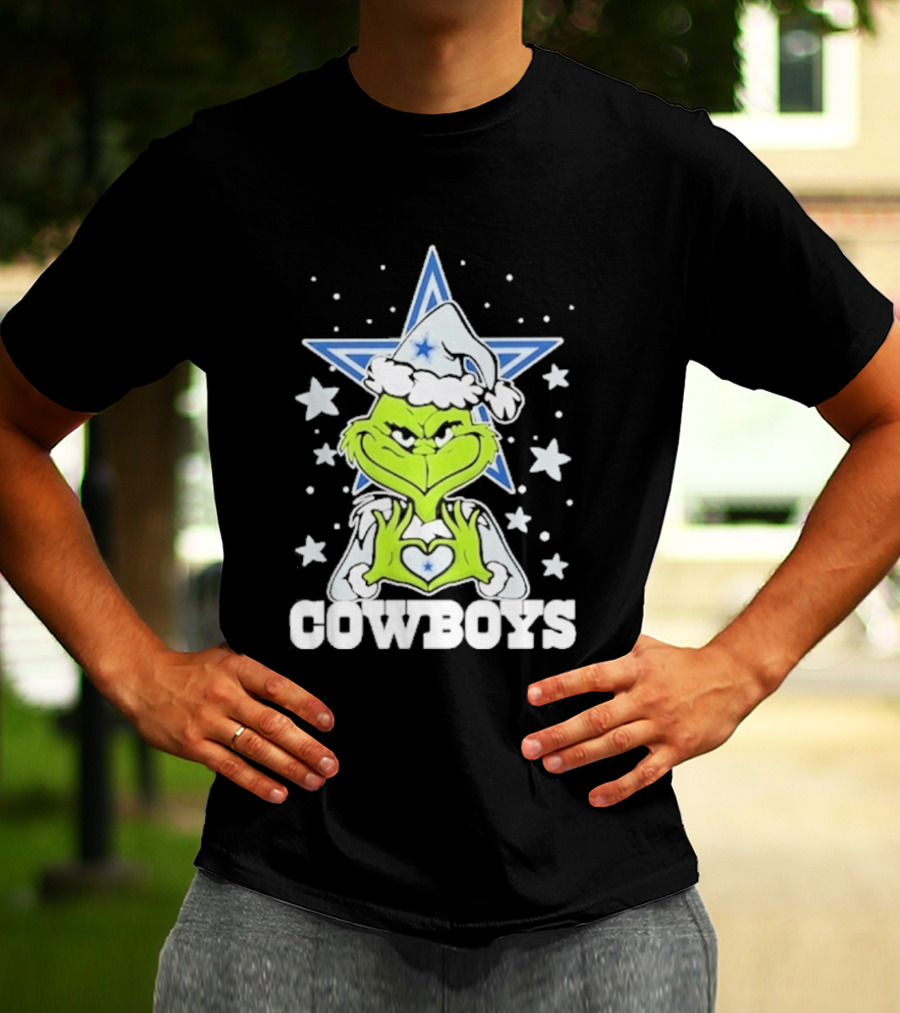 Dallas Cowboys Grinch Love Hands Christmas Star 2026 Football T-Shirt