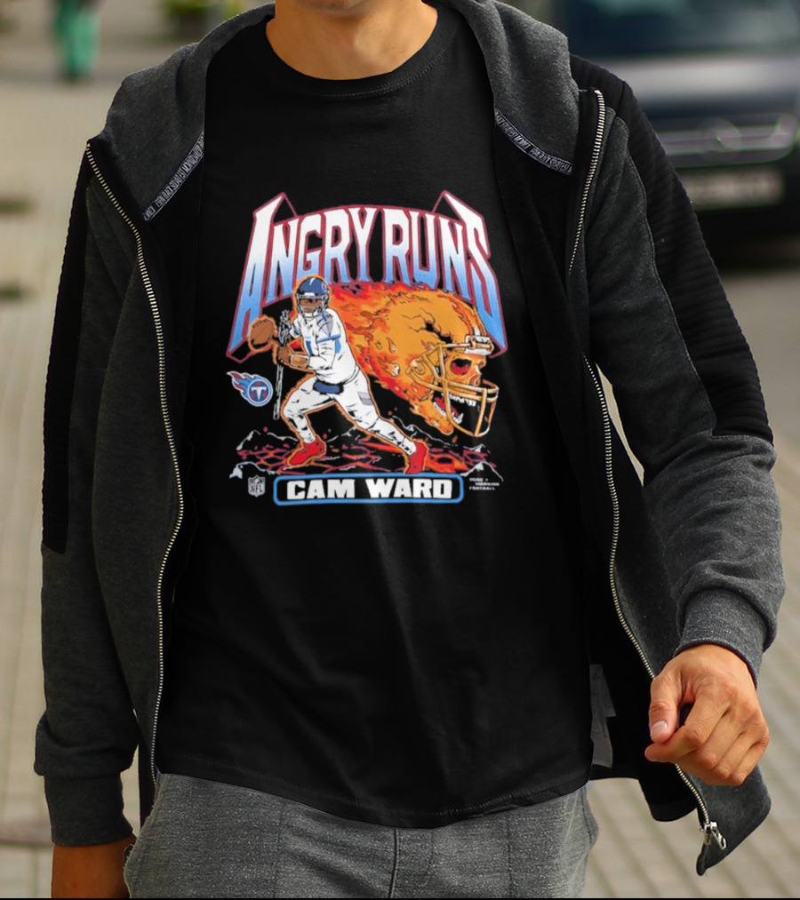Angry Runs Cam Ward NFL Titan Flame Football Player T-Shirt