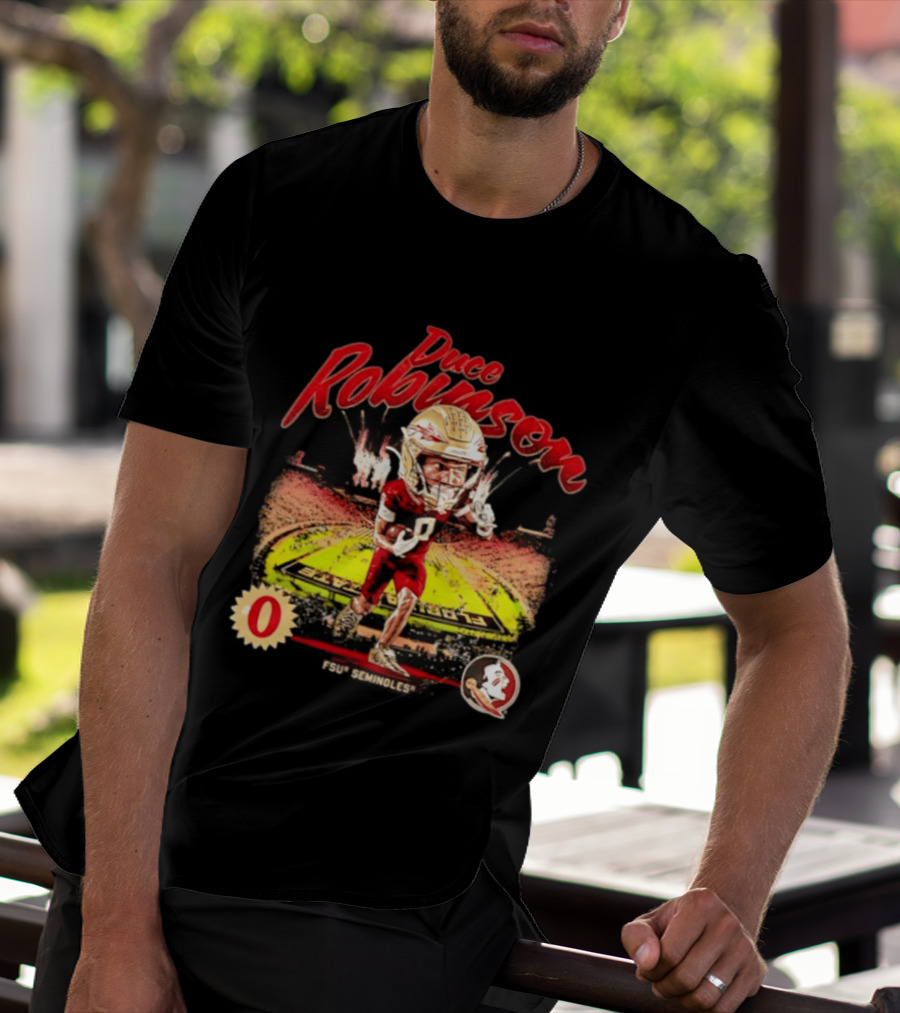 Duce Robinson Florida State Seminoles Football NCAA Stadium Caricature Number 0 T-Shirt