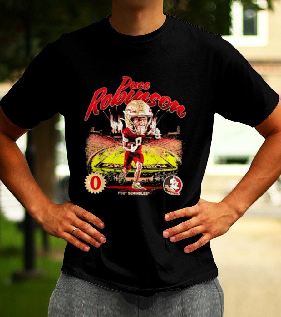 Duce Robinson Florida State Seminoles Football NCAA Stadium Caricature Number 0 T-Shirt