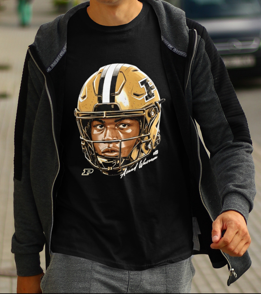 Asaad Waseem Purdue Boilermakers Football Helmet Game Face NCAA T-Shirt