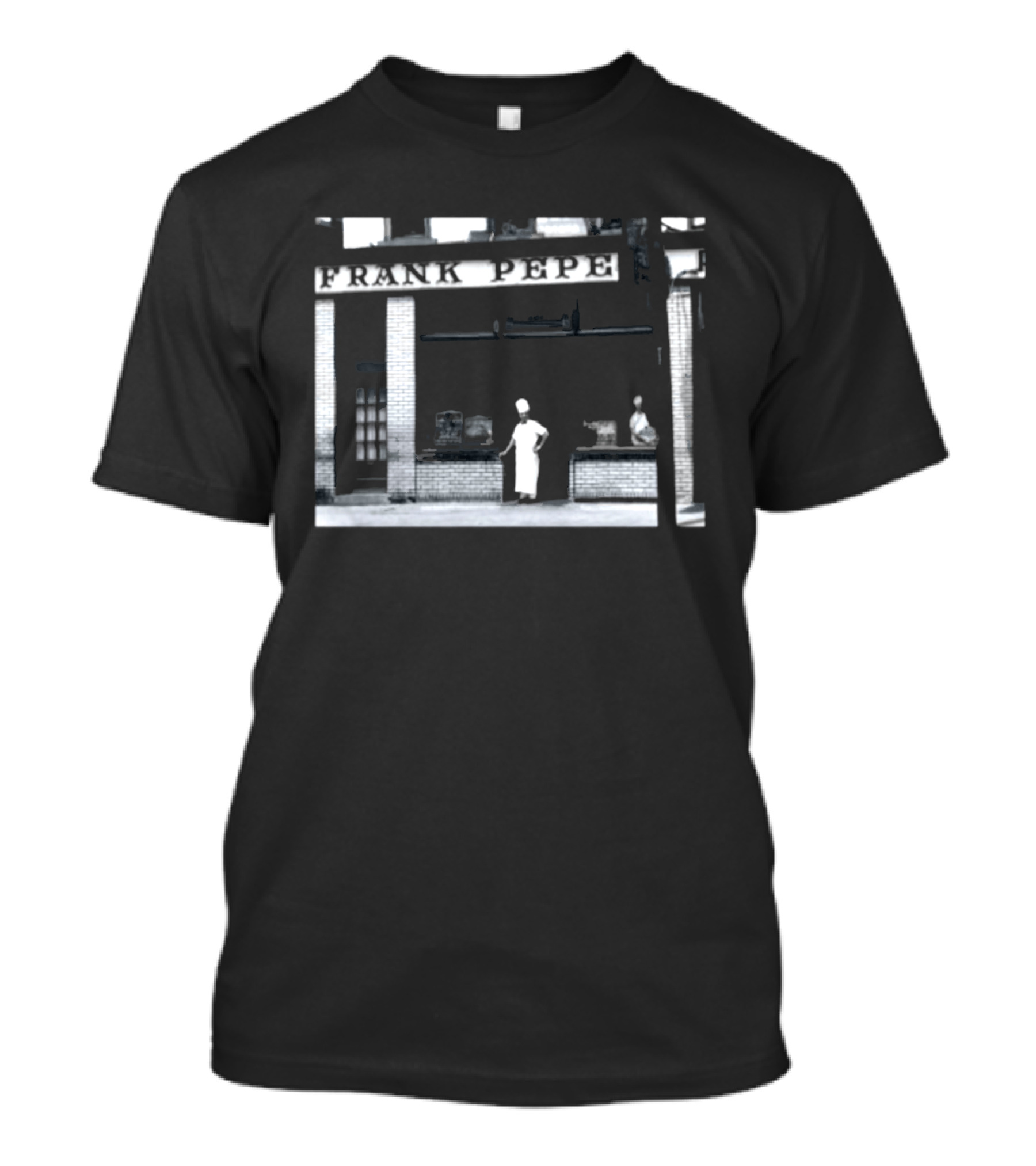 Frank Pepe Pizzeria Napoletana Storefront Scene With Visible Figures T-Shirt