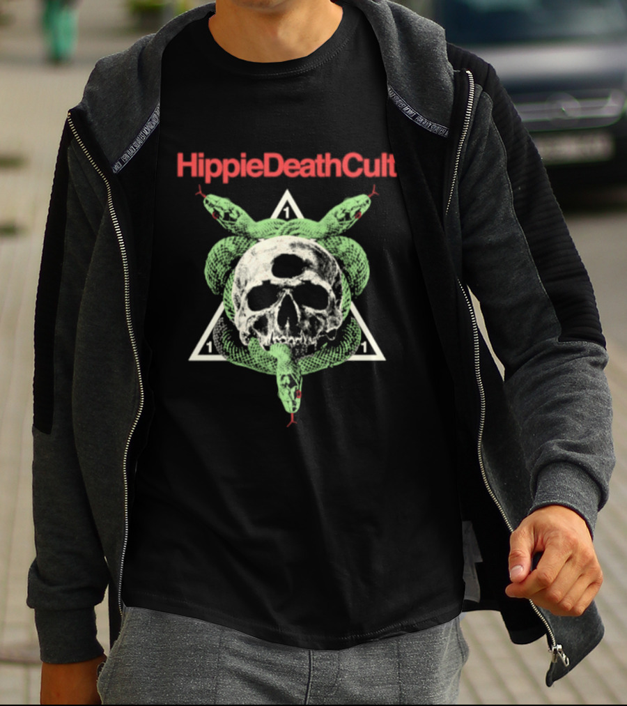 Hippie Death Cult Skull Snake Triangle Doom Metal T-Shirt