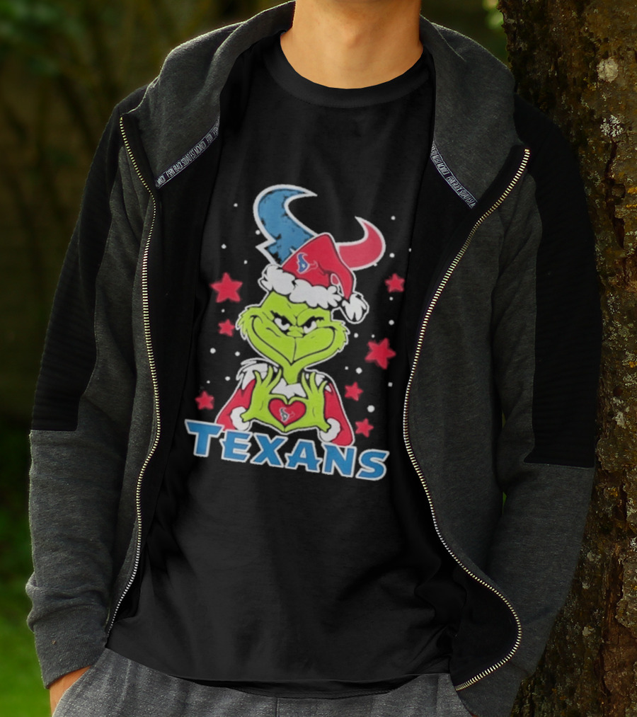 Houston Texans Grinch Love Hands Christmas Football 2026 T-Shirt