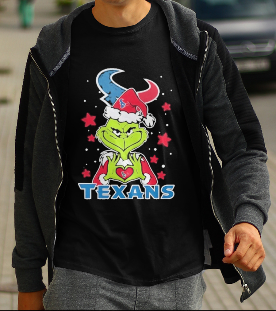 Houston Texans Grinch Love Hands Christmas Football 2026 T-Shirt