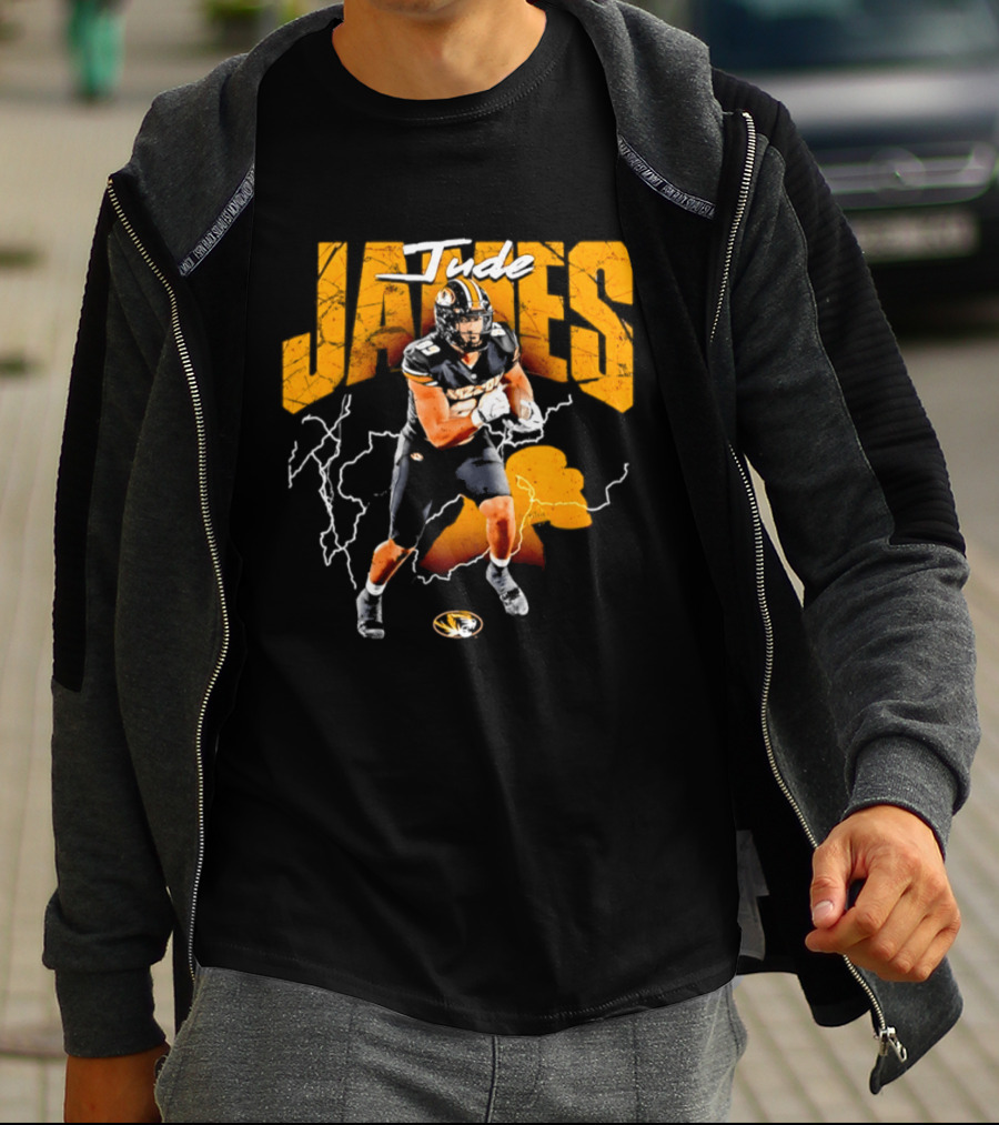 Jude James Missouri Tigers Football NCAA Lightning Strikes T-Shirt