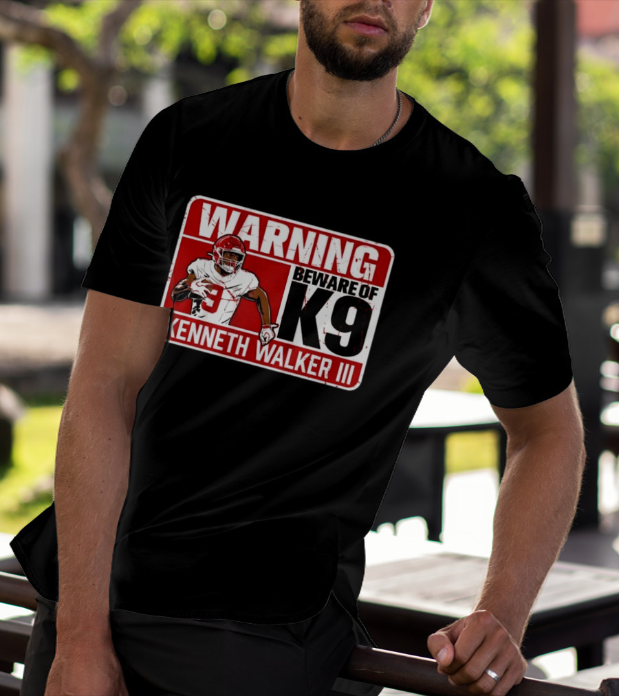 Kenneth Walker III Warning Beware Of K9 Football Player T-Shirt