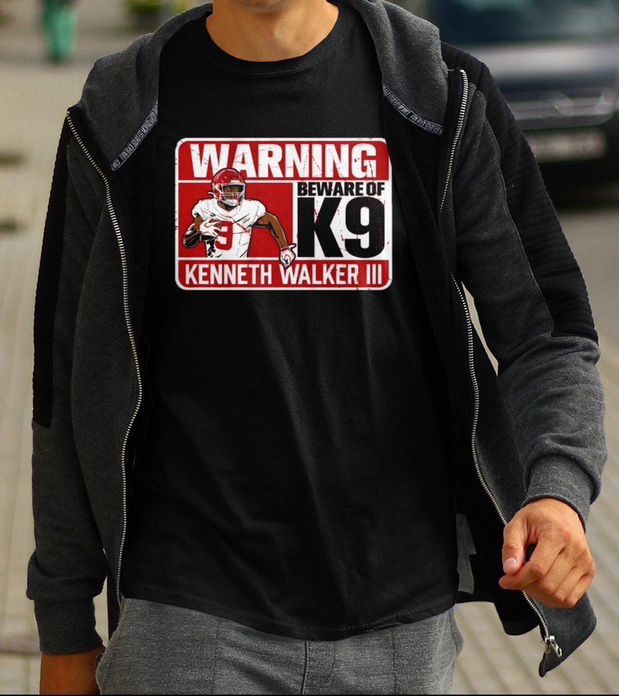 Kenneth Walker III Warning Beware Of K9 Football Player T-Shirt