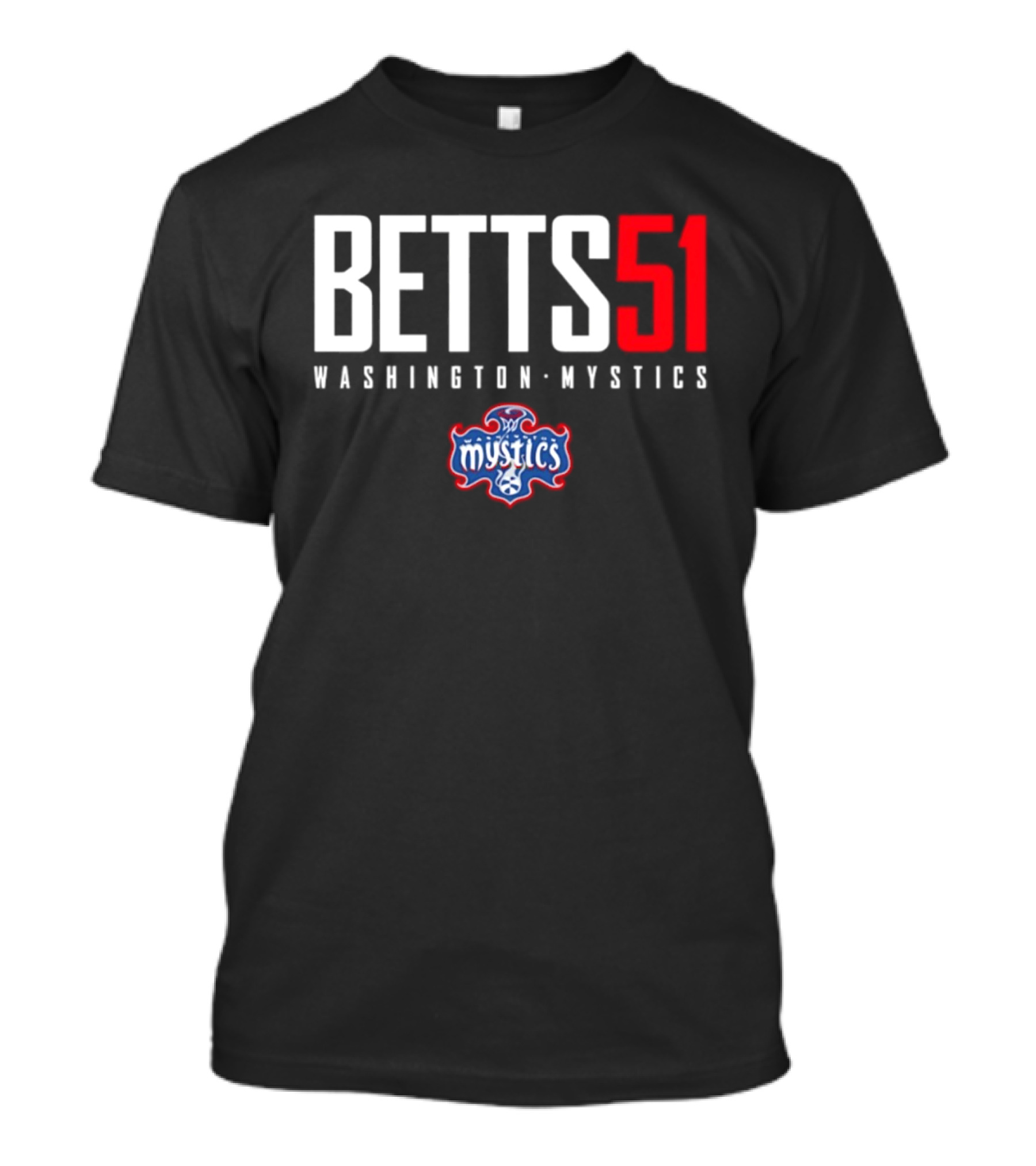 Betts 51 Washington Mystics WNBA Mystics Team Logo NBA Merchandise T-Shirt