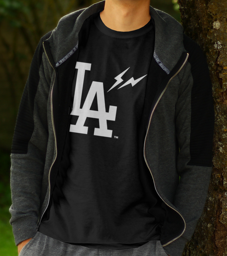 Los Angeles Dodgers Fragment LA Thunder Lightning Bolt T-Shirt