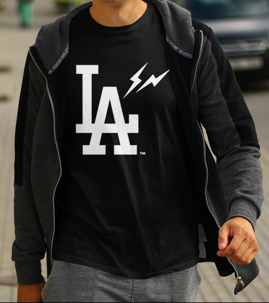 Los Angeles Dodgers Fragment LA Thunder Lightning Bolt T-Shirt