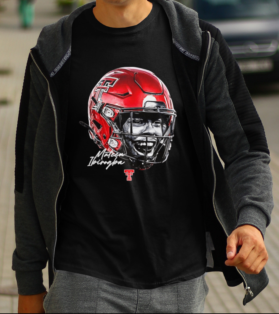 Mateen Ibirogba Texas Tech Red Raiders Football NCAA Game Face Helmet TTU T-Shirt