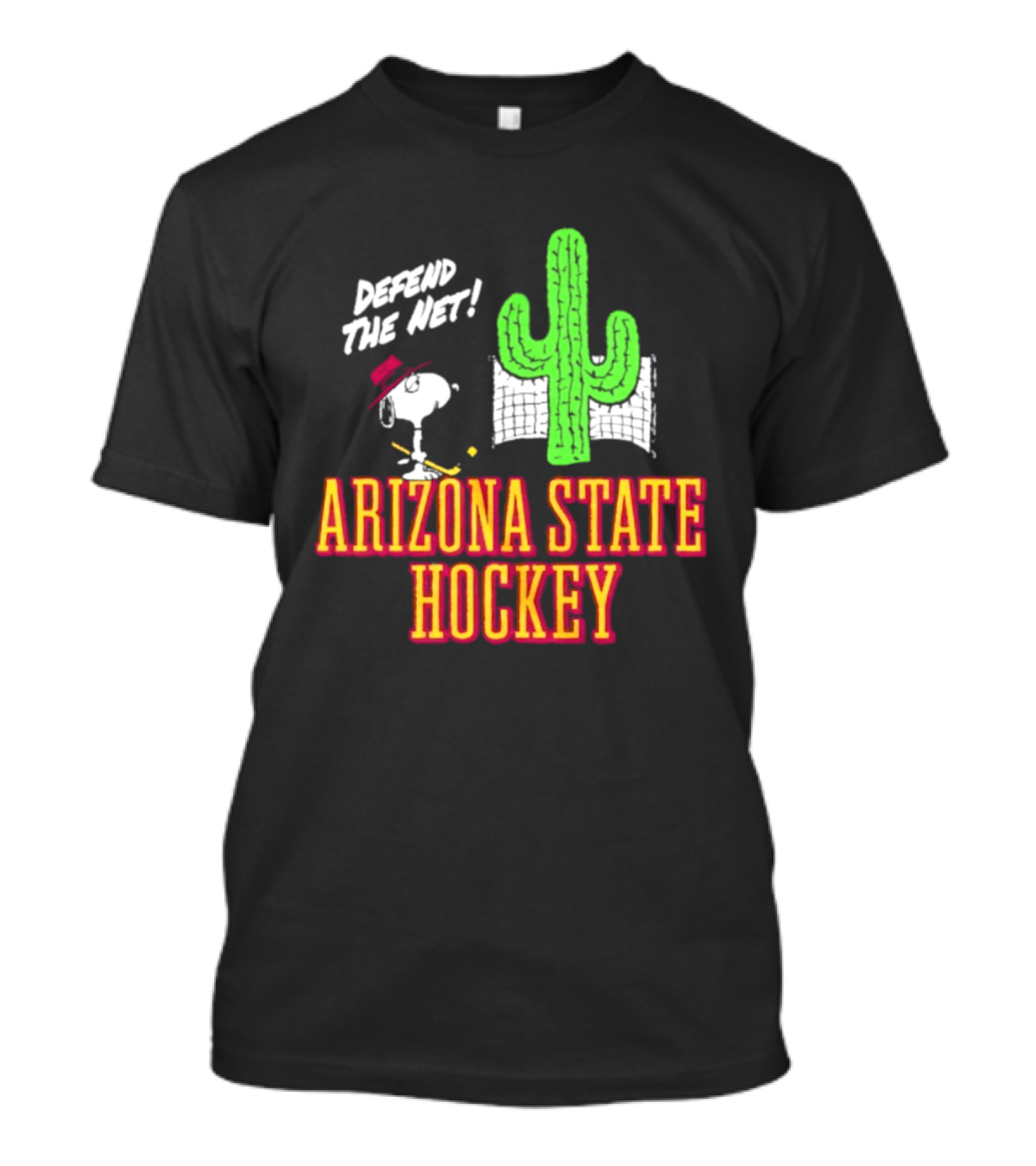 Defend The Net Arizona State Hockey Snoopy Cactus T-Shirt