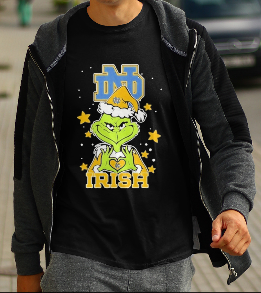 Notre Dame Fighting Irish Grinch Love Hands Christmas 2026 Football T-Shirt