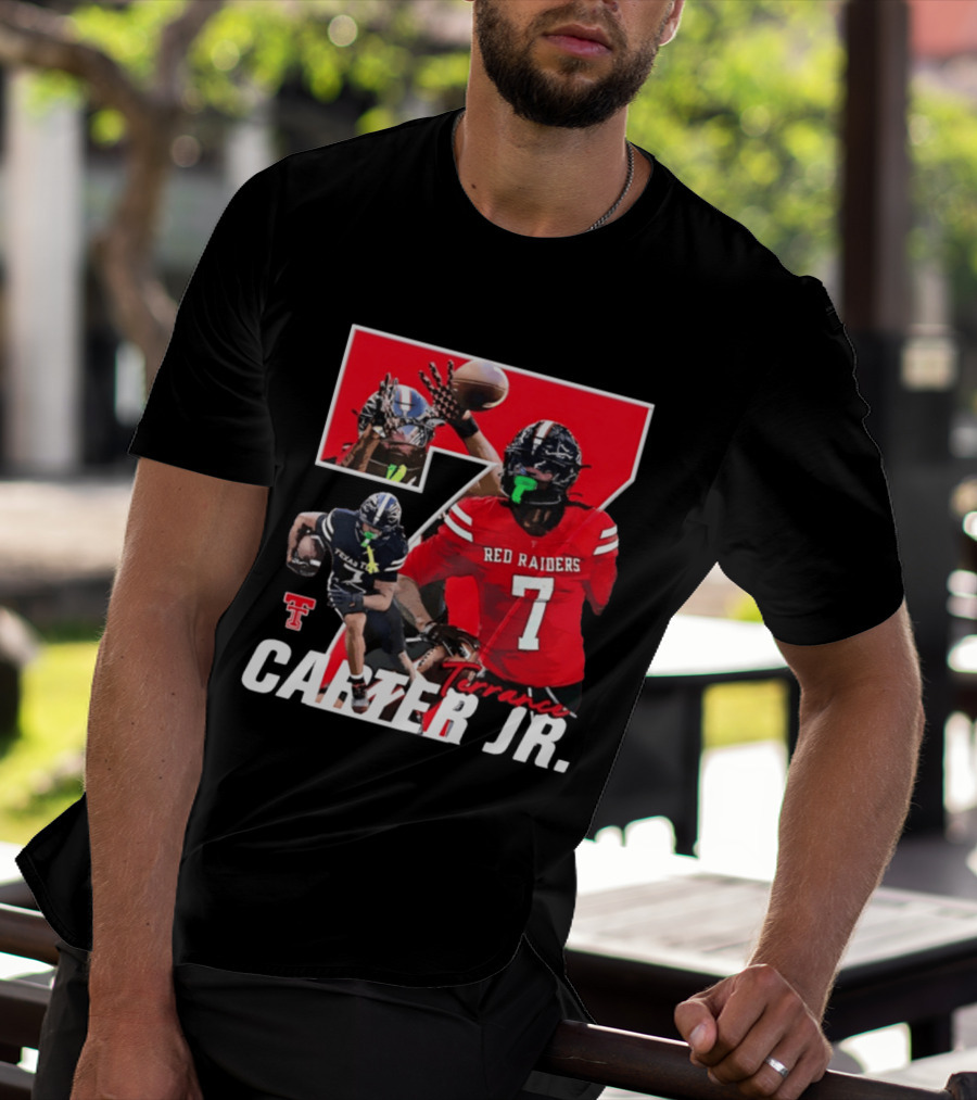 Terrance Carter Jr Red Raiders Texas Tech Football Player Collage NCAA Number 7 T-Shirt