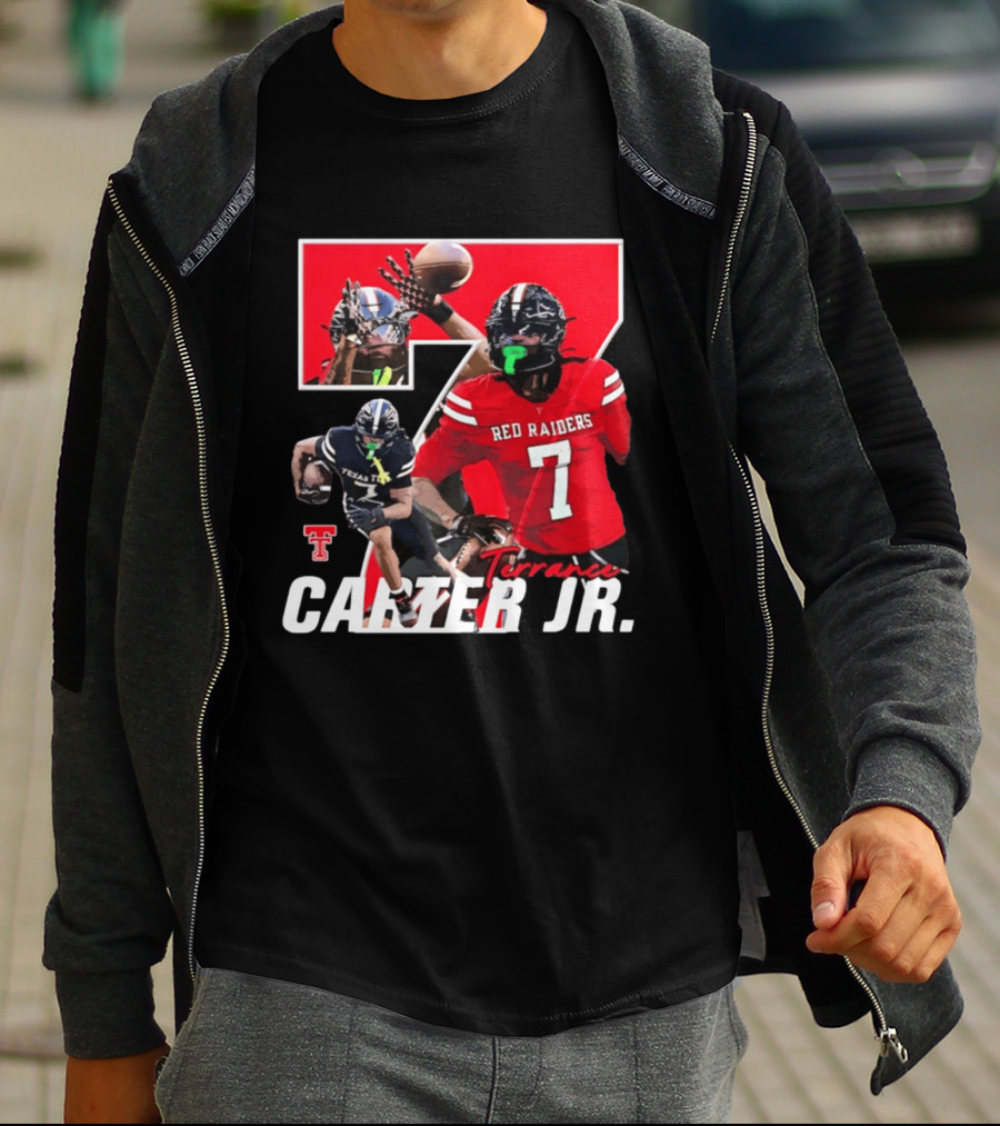 Terrance Carter Jr Red Raiders Texas Tech Football Player Collage NCAA Number 7 T-Shirt