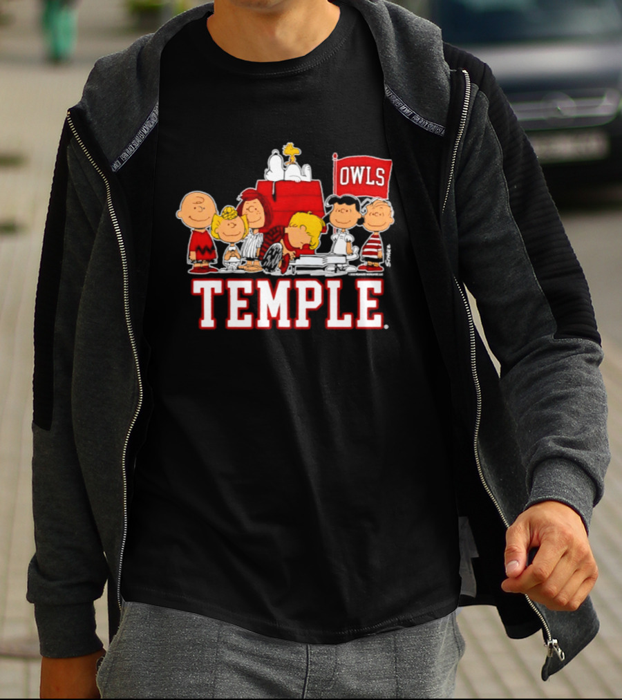 Peanuts Snoopy Temple Owls Football Lucy Charlie Brown Woodstock T-Shirt