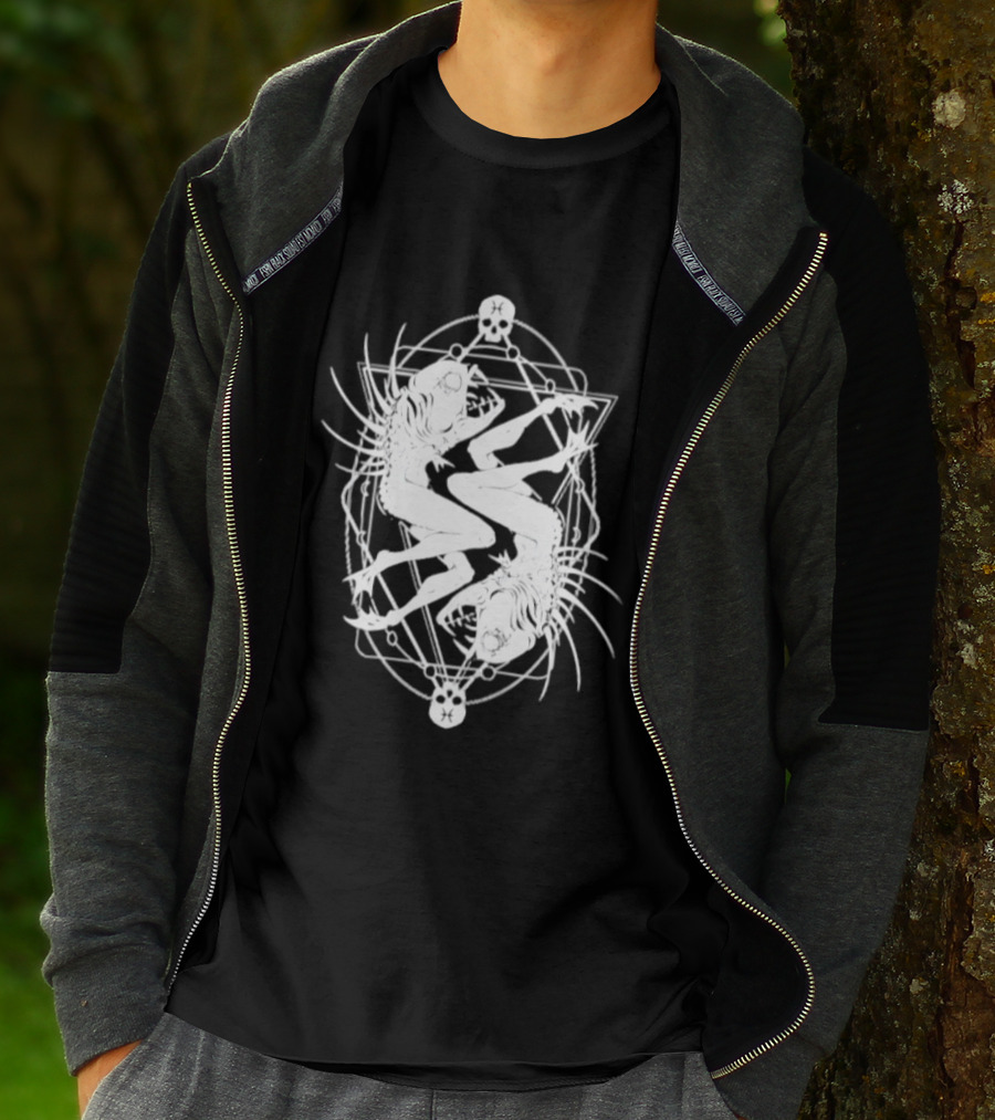 Pisces Zodiac Skull Fish Astrology Gothic Symbolism T-Shirt
