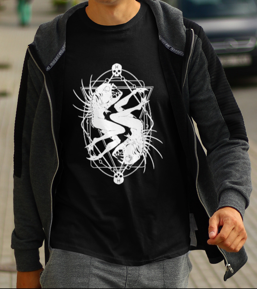 Pisces Zodiac Skull Fish Astrology Gothic Symbolism T-Shirt