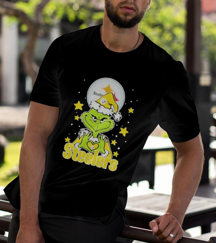 Pittsburgh Steelers Grinch Christmas Love Hands 2026 Football T-Shirt
