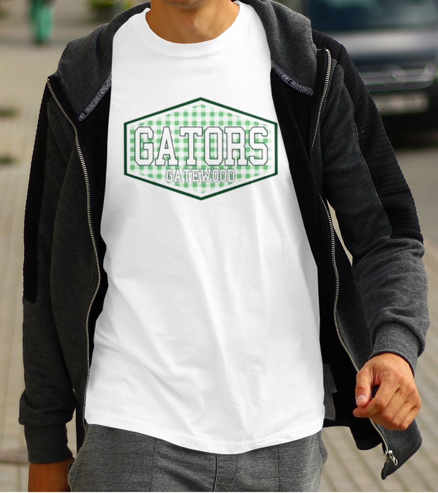 Gatewood Gators Green Gingham Checkered T-Shirt