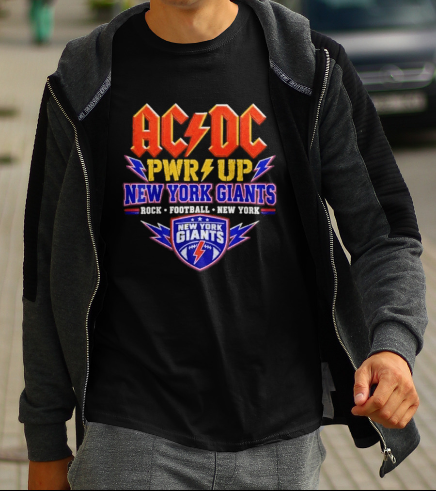 ACDC PWR UP New York Giants Rock Football Tour T-Shirt