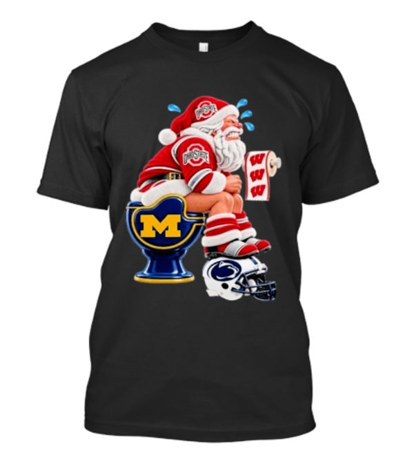 Big Ten College Football Santa Ohio State Michigan Penn State Wisconsin Christmas T-Shirt