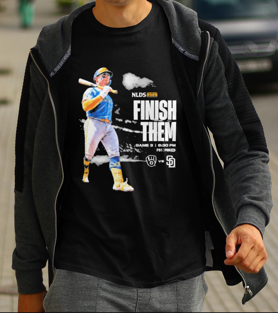 NLDS 2026 Finish Them Game 5 Brewers Vs Padres Playoff Showdown T-Shirt