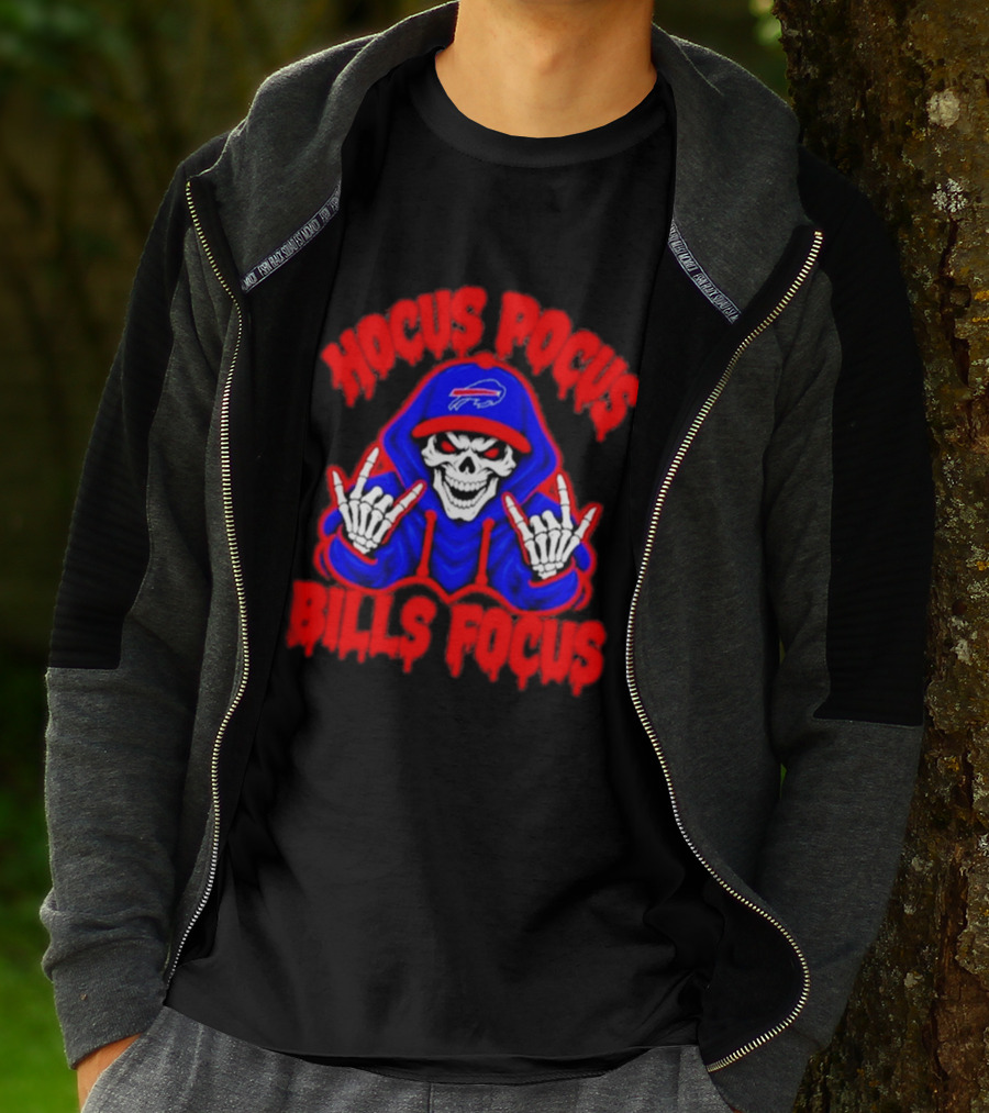 Hocus Pocus Bills Focus Buffalo Bills Skull Skeleton Fan T-Shirt
