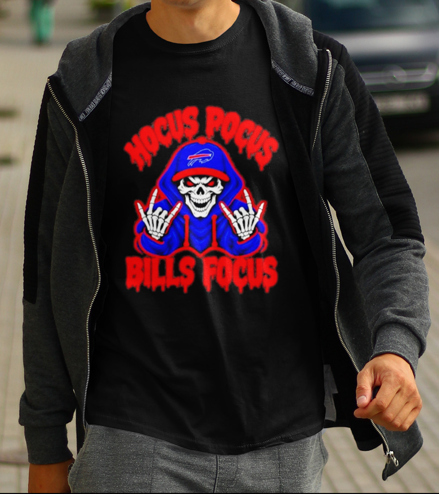 Hocus Pocus Bills Focus Buffalo Bills Skull Skeleton Fan T-Shirt
