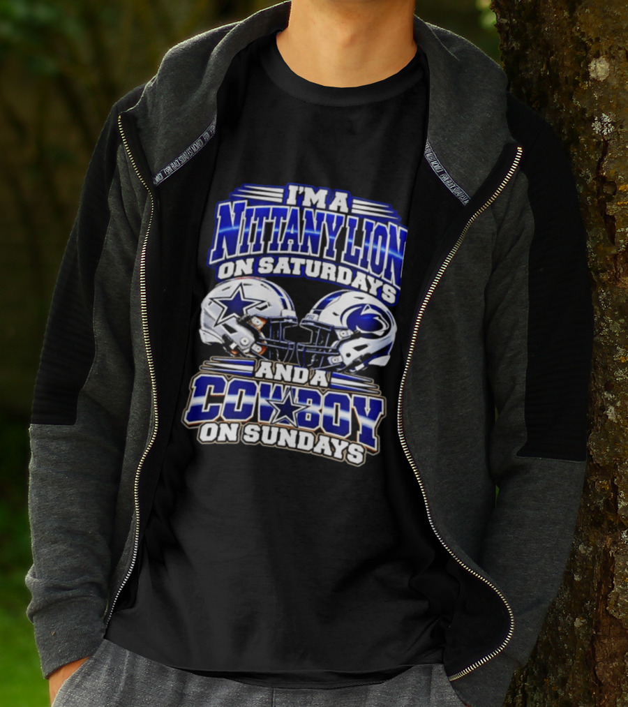 I'm A Nittany Lion On Saturdays And A Cowboy On Sundays Football Helmets 2026 T-Shirt
