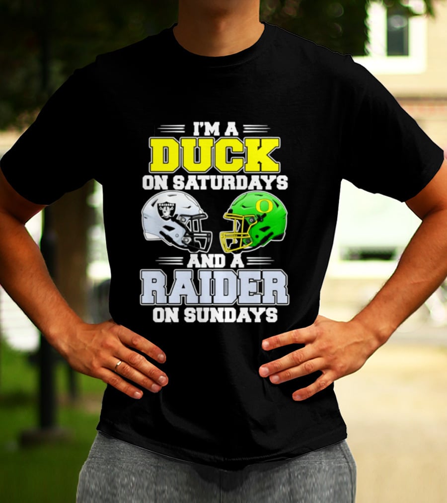 I'm A Duck On Saturdays And A Raider On Sundays Football Helmet T-Shirt