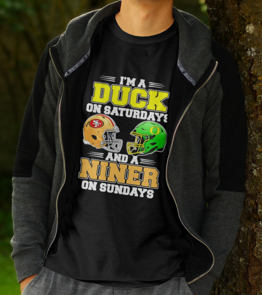 I'm A Duck On Saturdays And A Niner On Sundays Football Helmet 2026 T-Shirt