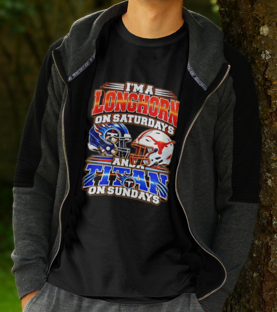 Texas Longhorns On Saturdays Tennessee Titans On Sundays Football Fan Helmets T-Shirt