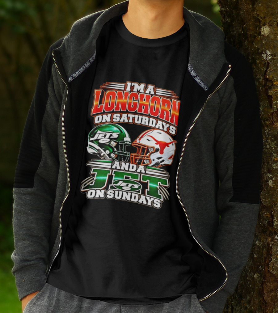 I'm A Longhorn On Saturdays And A Jet On Sundays Texas Longhorns New York Jets Football 2026 T-Shirt