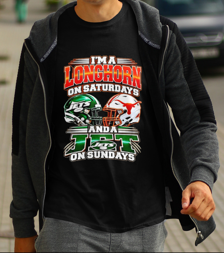 I'm A Longhorn On Saturdays And A Jet On Sundays Texas Longhorns New York Jets Football 2026 T-Shirt