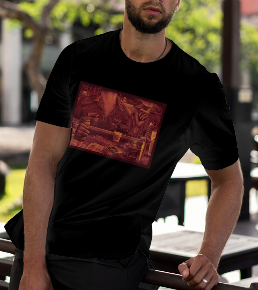 Johnny Blue Skies Dark Clouds Enterprise Center Oct 6 2026 Poker Whiskey Skeletons Dagger Smoky Bar Scene T-Shirt