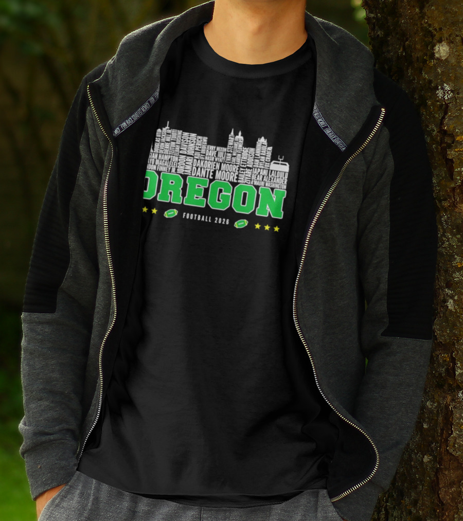 Oregon Ducks Football 2026 City Skyline Stars Helmets T-Shirt