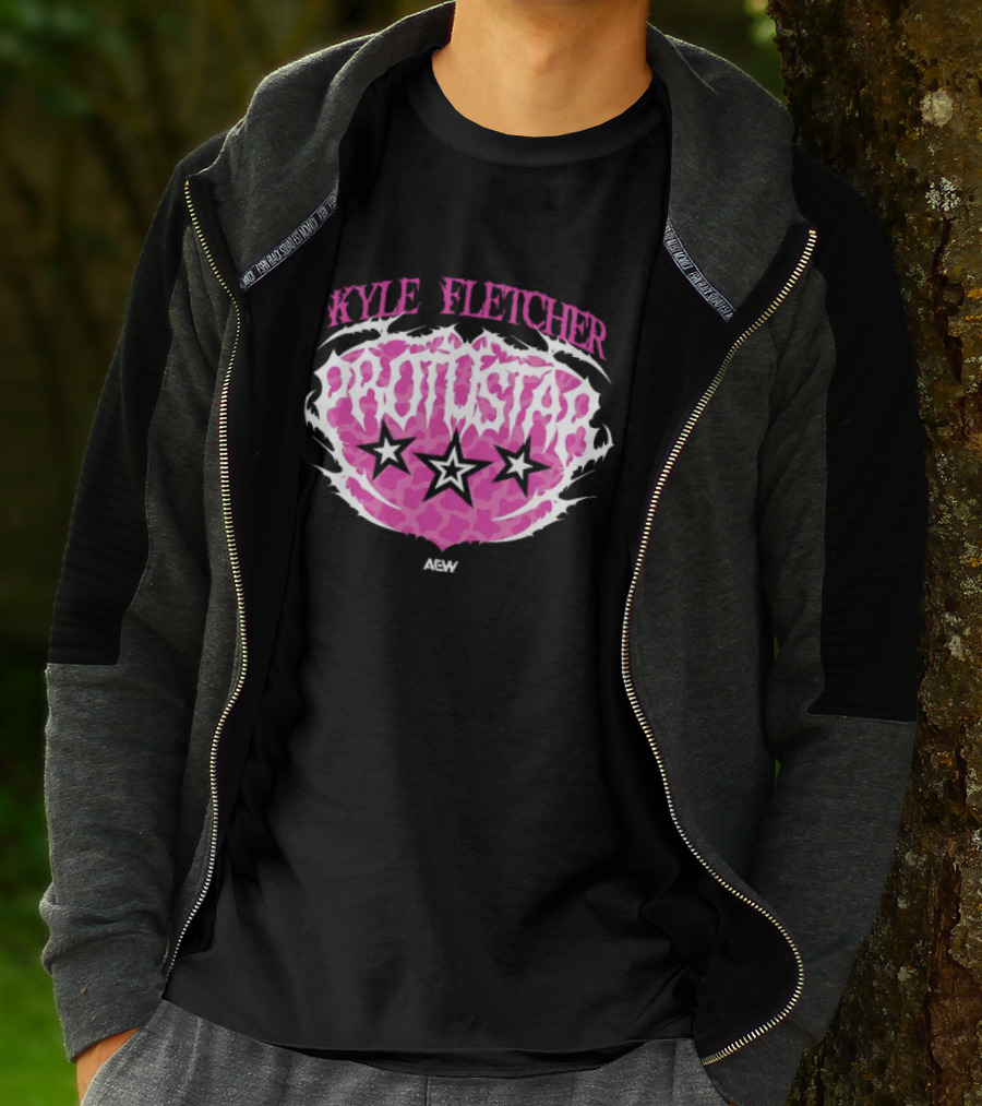 Kyle Fletcher Protostar AEW 2026 Three Stars Retro Pink T-Shirt