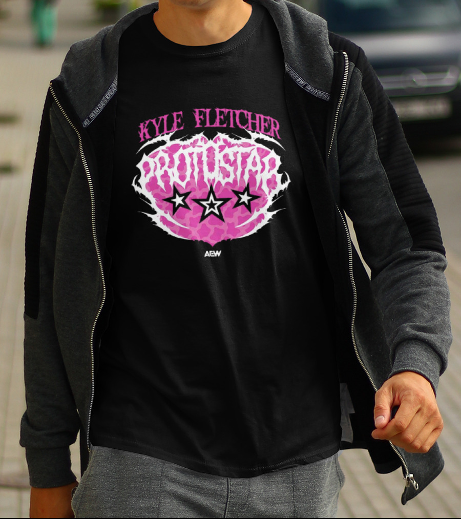 Kyle Fletcher Protostar AEW 2026 Three Stars Retro Pink T-Shirt