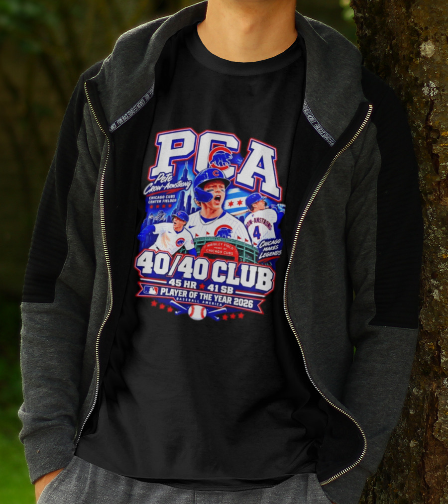 PCA Pete Crow Armstrong Chicago Cubs 40/40 Club Player Of The Year 2026 45 HR 41 SB T-Shirt