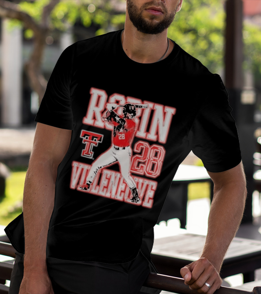 Robin Villeneuve Texas Tech Red Raiders 28 Baseball NCAA Swing T-Shirt