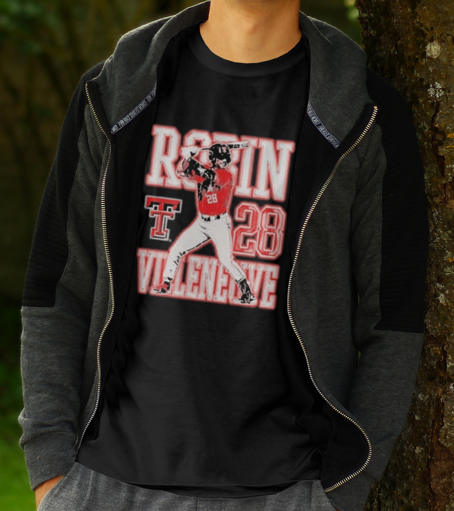 Robin Villeneuve Texas Tech Red Raiders 28 Baseball NCAA Swing T-Shirt