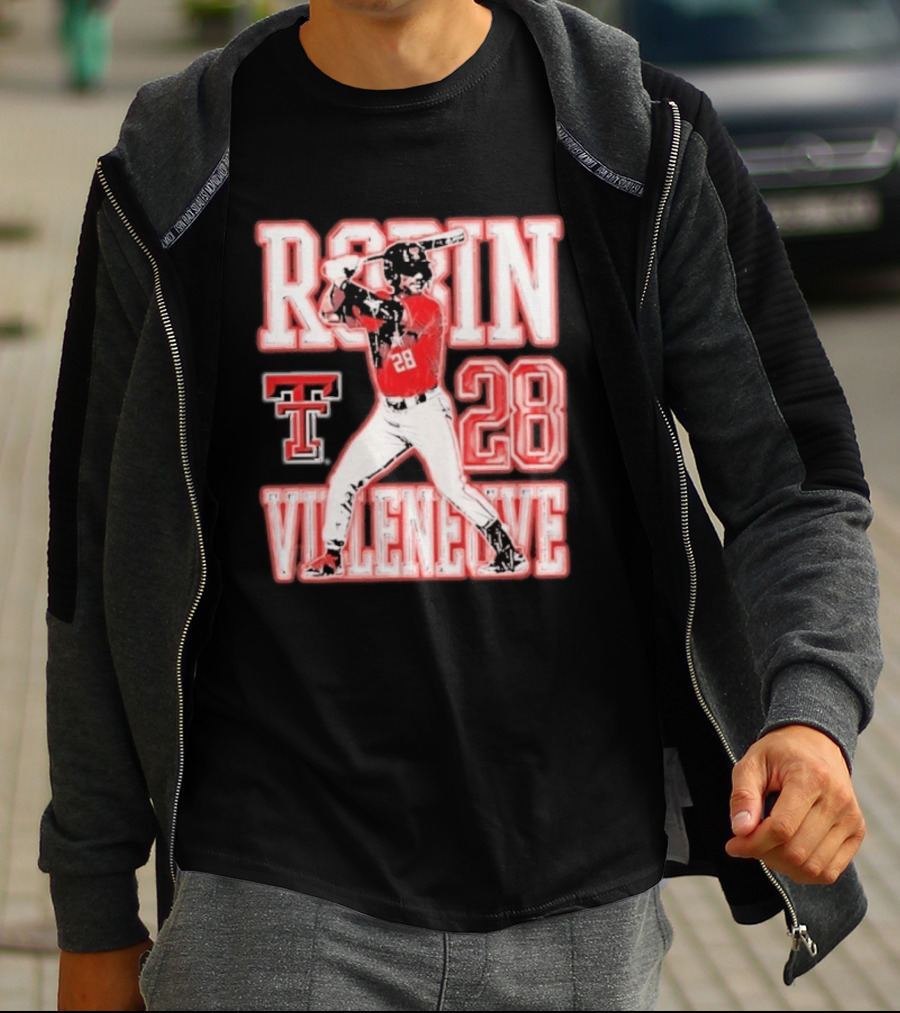 Robin Villeneuve Texas Tech Red Raiders 28 Baseball NCAA Swing T-Shirt