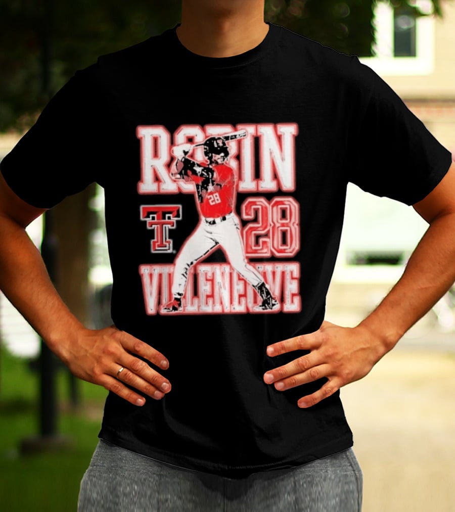 Robin Villeneuve Texas Tech Red Raiders 28 Baseball NCAA Swing T-Shirt