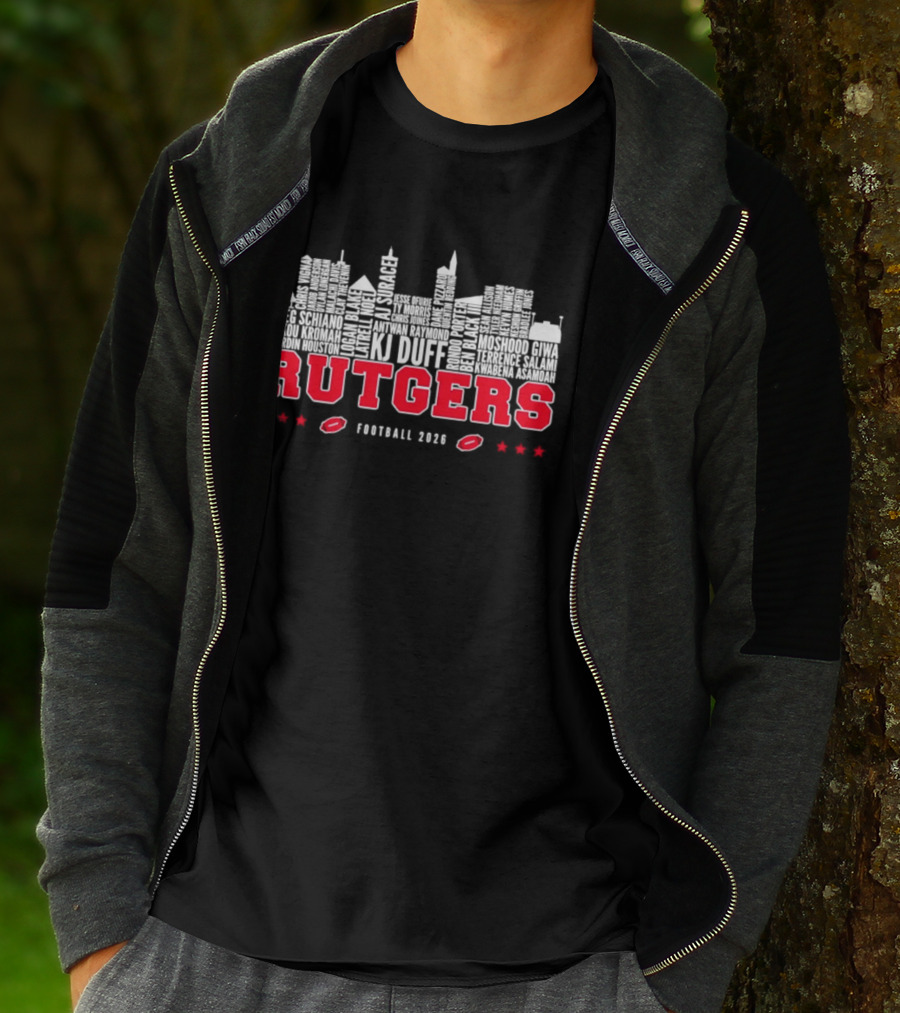 Rutgers Scarlet Knights Football 2026 City Skyline Players Names T-Shirt