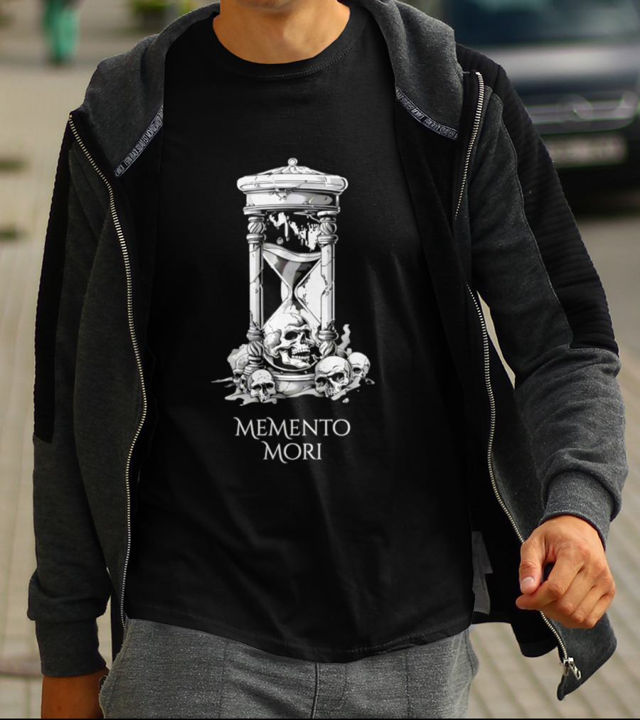 Memento Mori Hourglass Skull Halloween T-Shirt