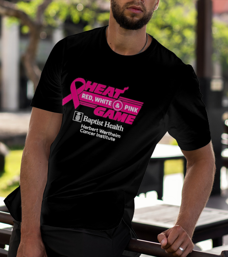 Breast Cancer Awareness Heat Game Red White Pink Baptist Health Herbert Wertheim T-Shirt