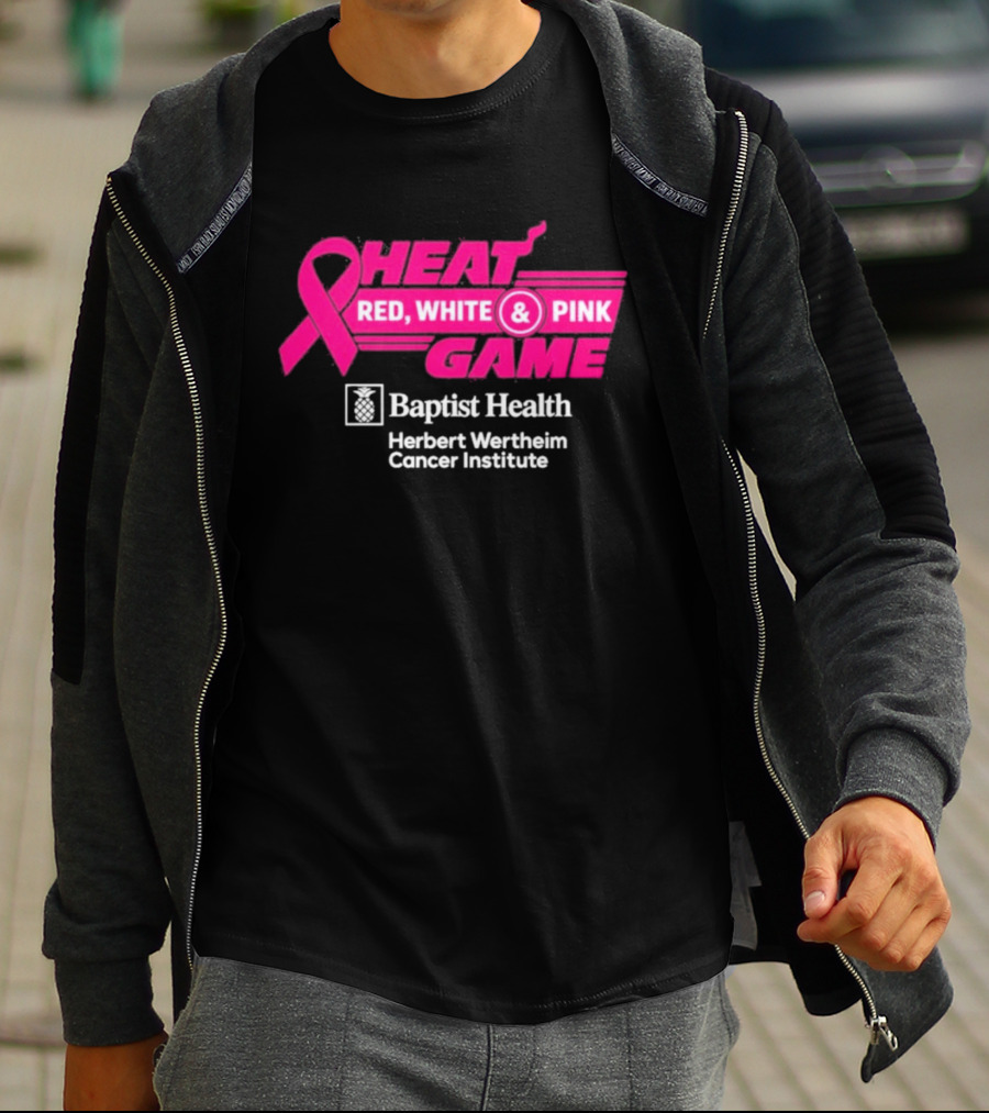 Breast Cancer Awareness Heat Game Red White Pink Baptist Health Herbert Wertheim T-Shirt